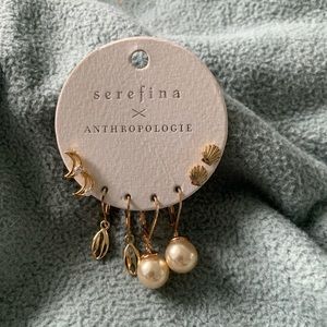 New Anthropologie x Serefina 4pk Gold Earrings